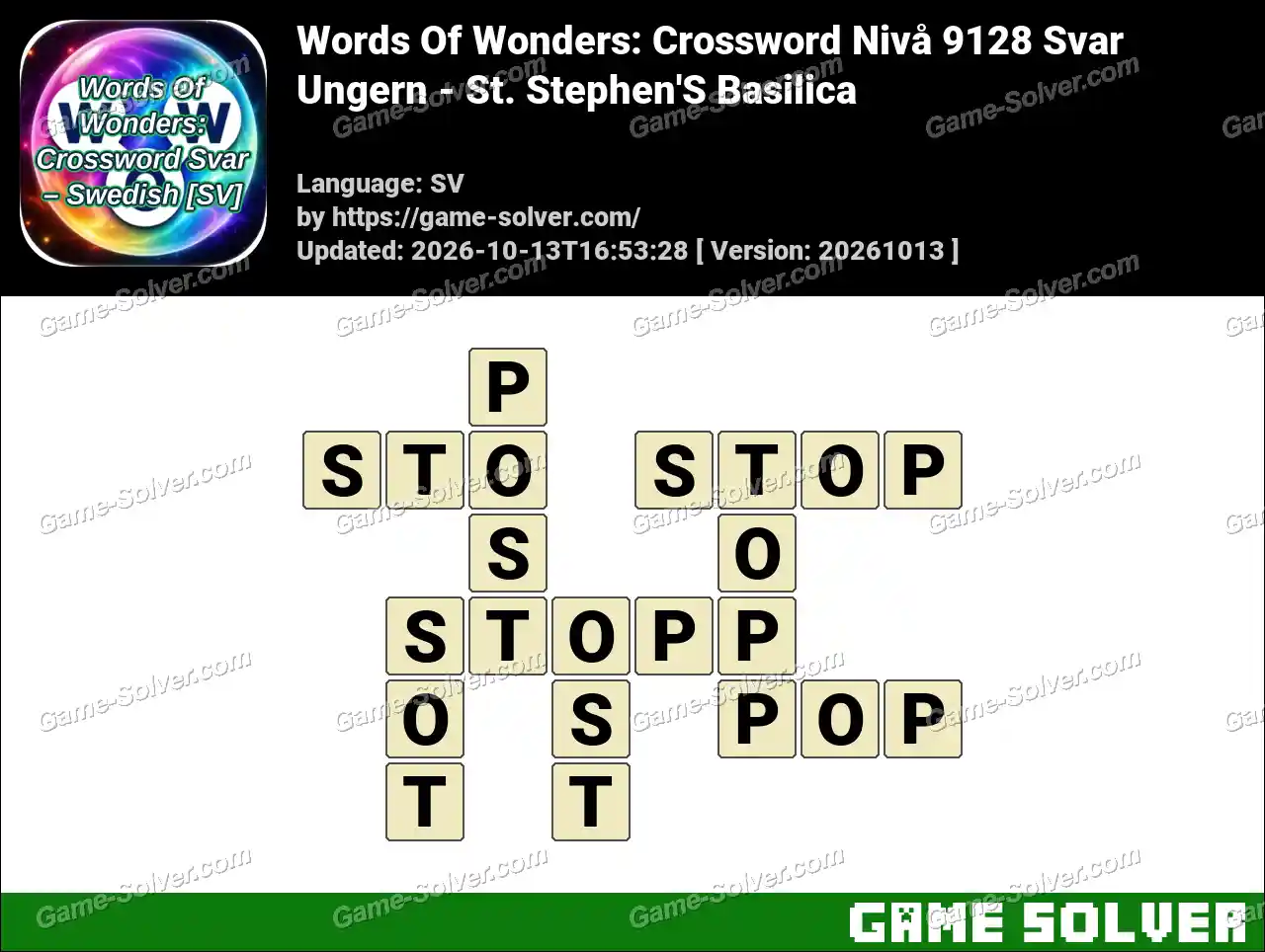 Words Of Wonders: Crossword Nivå 9128 Svar – Ungern – St. Stephen’S Basilica